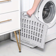 Foldable Gray Laundry Basket 40.64cm x 32cm with Handles Wall-Mounted Sturdy Plastic