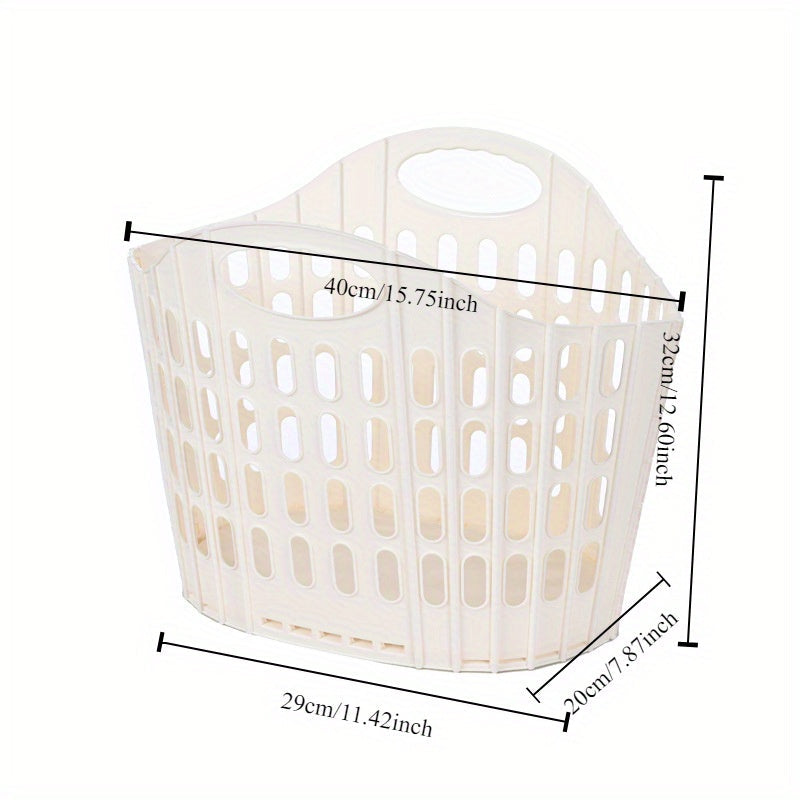 Foldable Gray Laundry Basket 40.64cm x 32cm with Handles Wall-Mounted Sturdy Plastic