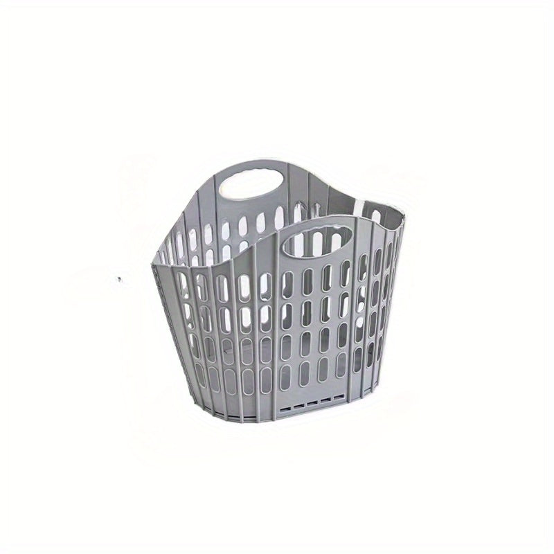 Foldable Gray Laundry Basket 40.64cm x 32cm with Handles Wall-Mounted Sturdy Plastic