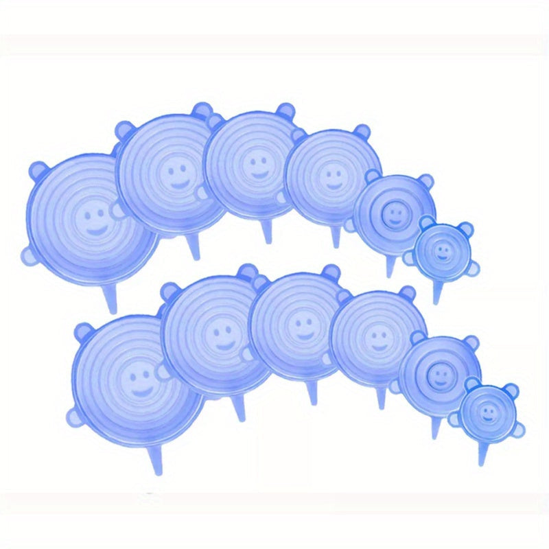 Juego de 6/12 tapas de silicona reutilizables para cuencos de comida, cubiertas para frutas y verduras