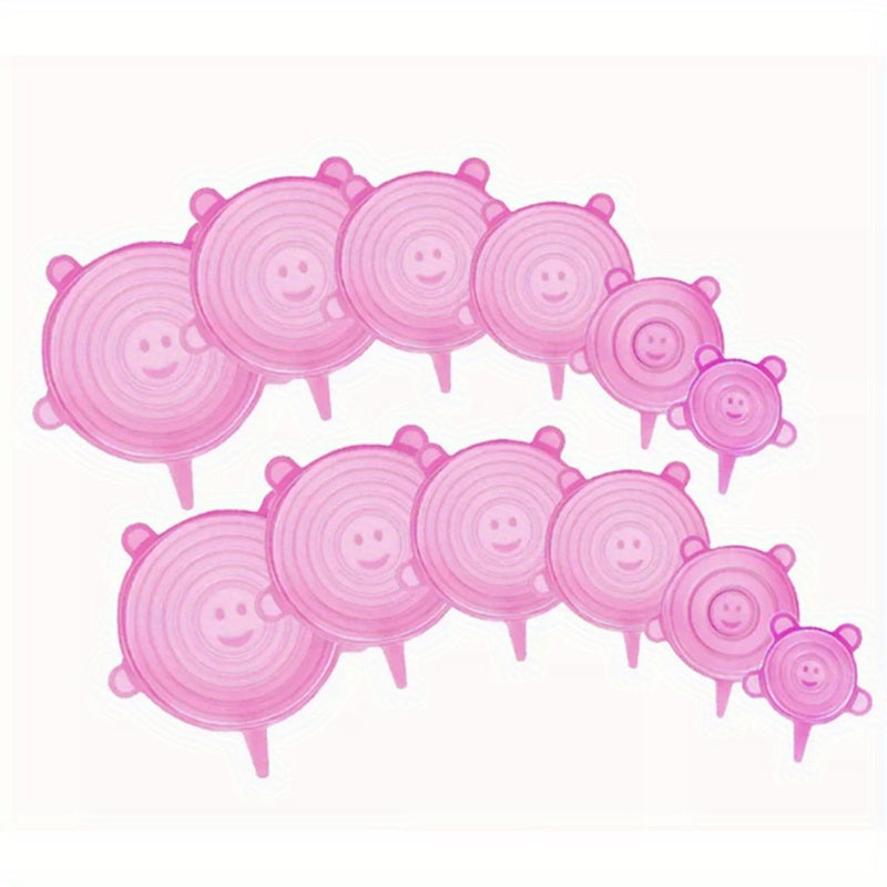 Juego de 6/12 tapas de silicona reutilizables para cuencos de comida, cubiertas para frutas y verduras