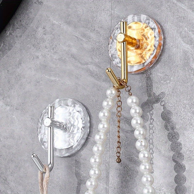 Acrylic Towel Hook Non-Punch Adhesive for Bathroom Kitchen Bedroom Silver or Gold