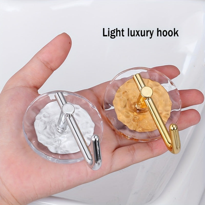 Acrylic Towel Hook Non-Punch Adhesive for Bathroom Kitchen Bedroom Silver or Gold
