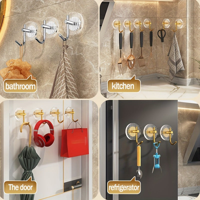 Acrylic Towel Hook Non-Punch Adhesive for Bathroom Kitchen Bedroom Silver or Gold