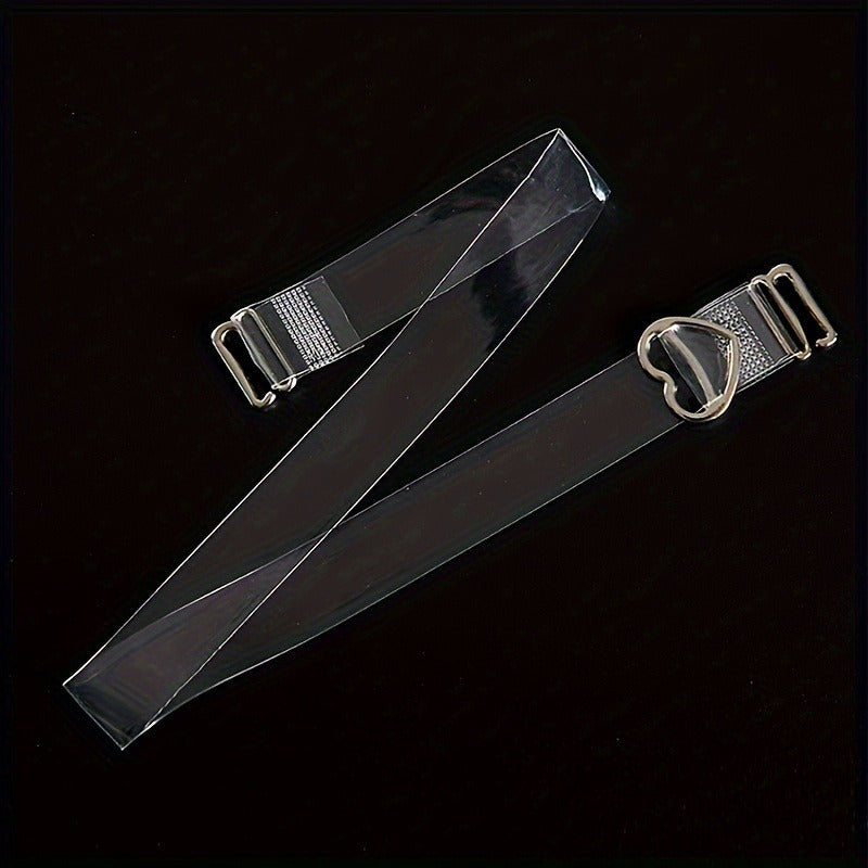 4 Transparent Detachable Bra Straps with Heart Buckles Adjustable Elastic Non-Slip for Women