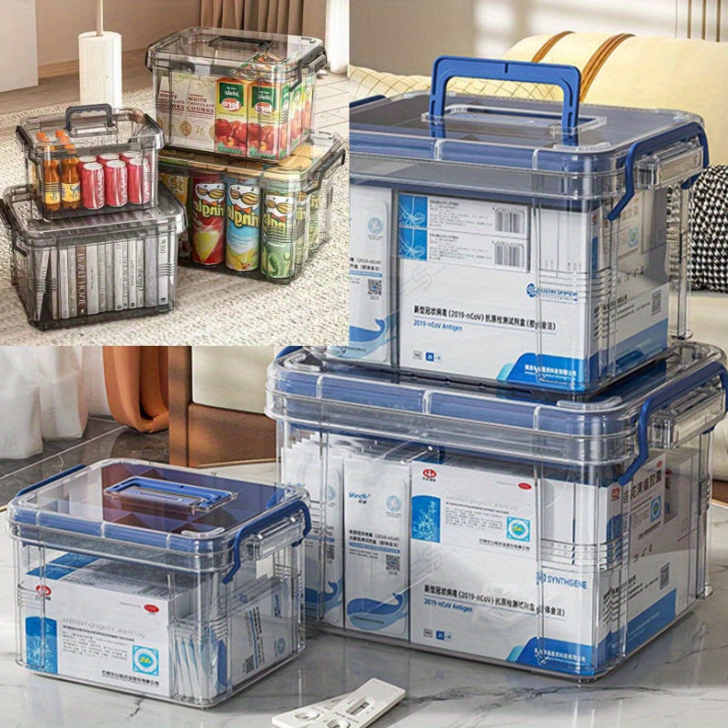 Toza suv o'tkazmaydigan plastmassa saqlash qutisi kvadrat klip bilan yopiladigan qopqoq bilan uy xo'jaligi uchun dorilarni tashkil etish