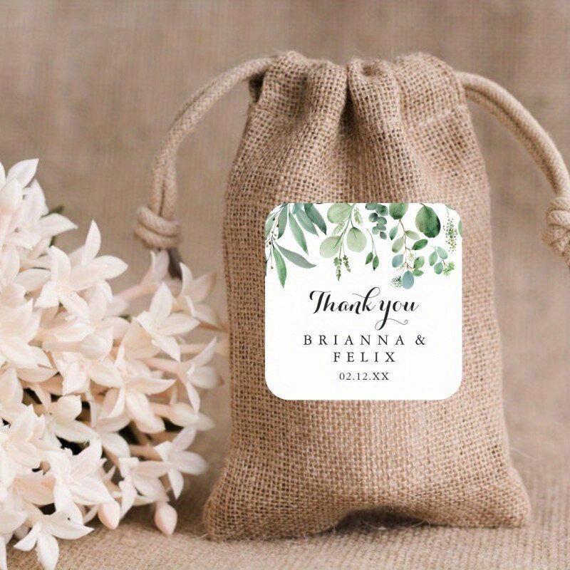 Shaxsiylashtirilgan To'y Sovg'alari Stikerlari - Maxsus Rahmat Etish Etiketkalari, Kvadrat Shakl (3.81-5.99sm), Qog'ozdan Yasalgan, Kelin To'y va Party Sovg'alari uchun Ism va Sana Kiritilgan (Turli Miqdorlarda Mavjud)