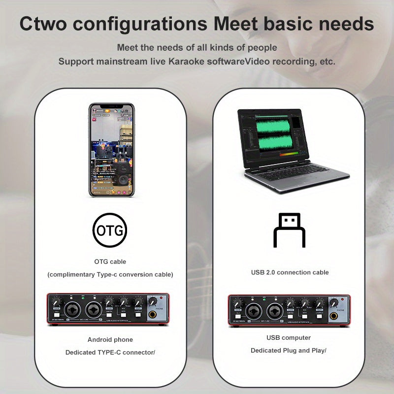 Аудиоинтерфейс с 2 каналами для записи музыки с дисплеем и фантомным питанием XLR