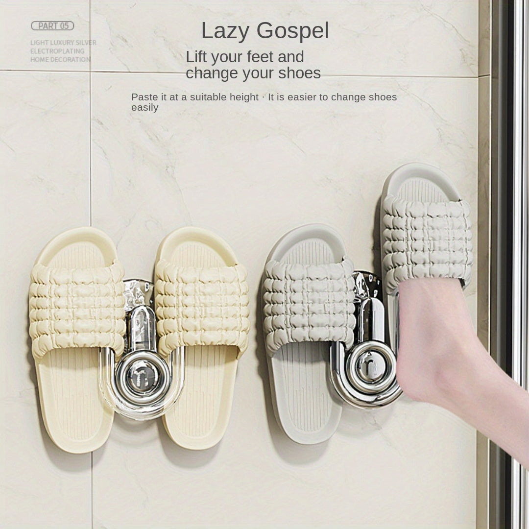 Wall-Mounted Slipper Rack No Drilling Water-Drain Shoe Organizer