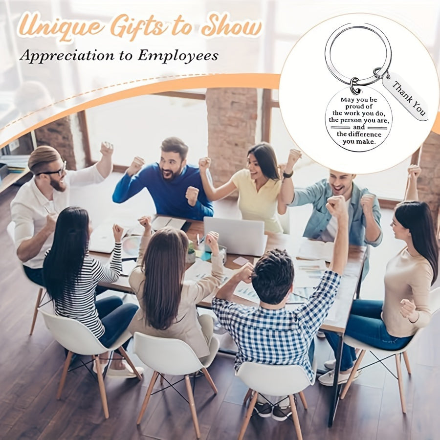 Set of 12 Appreciation Keychains with Thank You Cards for Employees Teachers Nurses