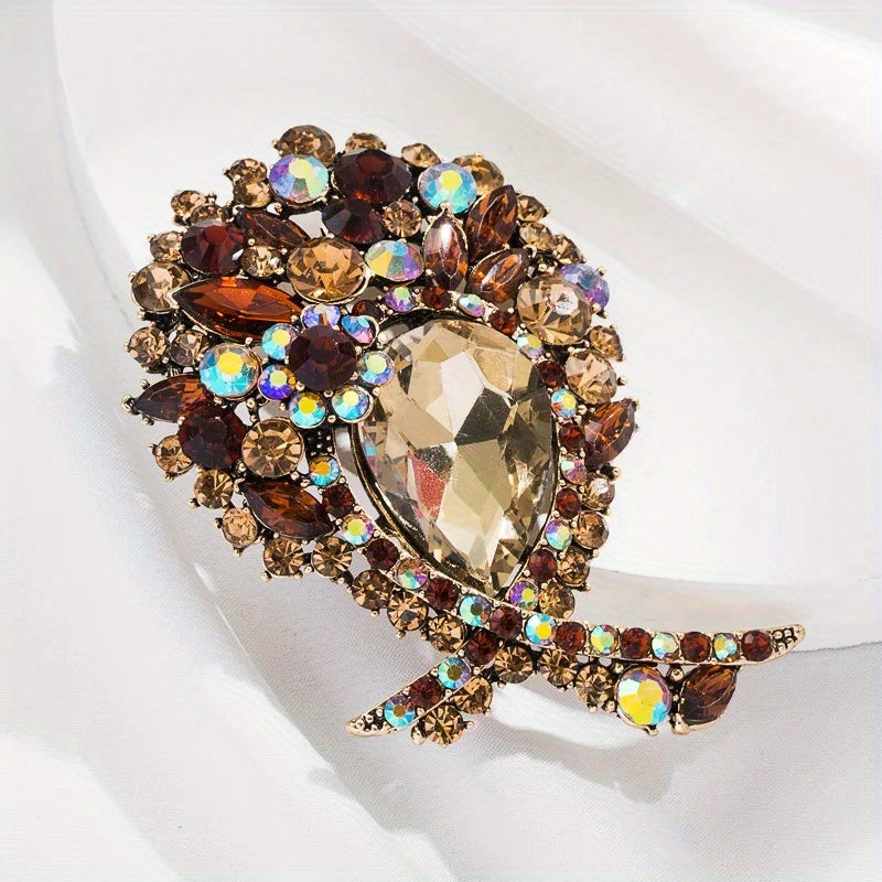 Women's Sparkly Rhinestone Flower Brooch Pin Jewelry Fashion Accessory
