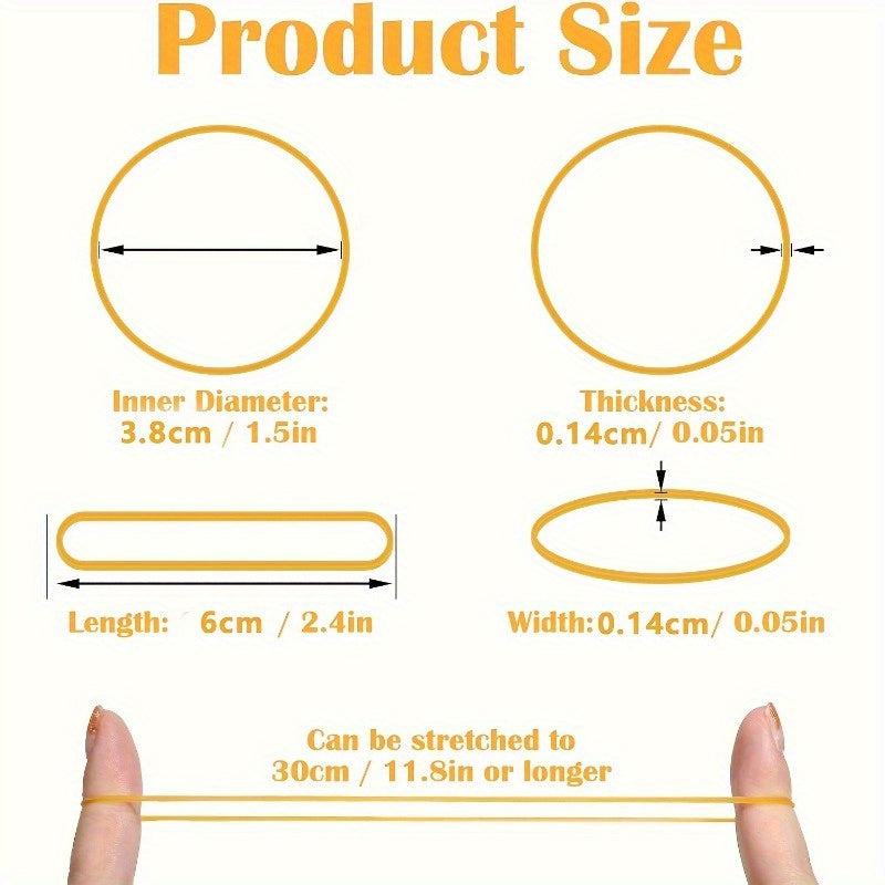 Yellow Rubber Bands 38mm Diameter Durable Natural Rubber Pack of 100 300 or 666