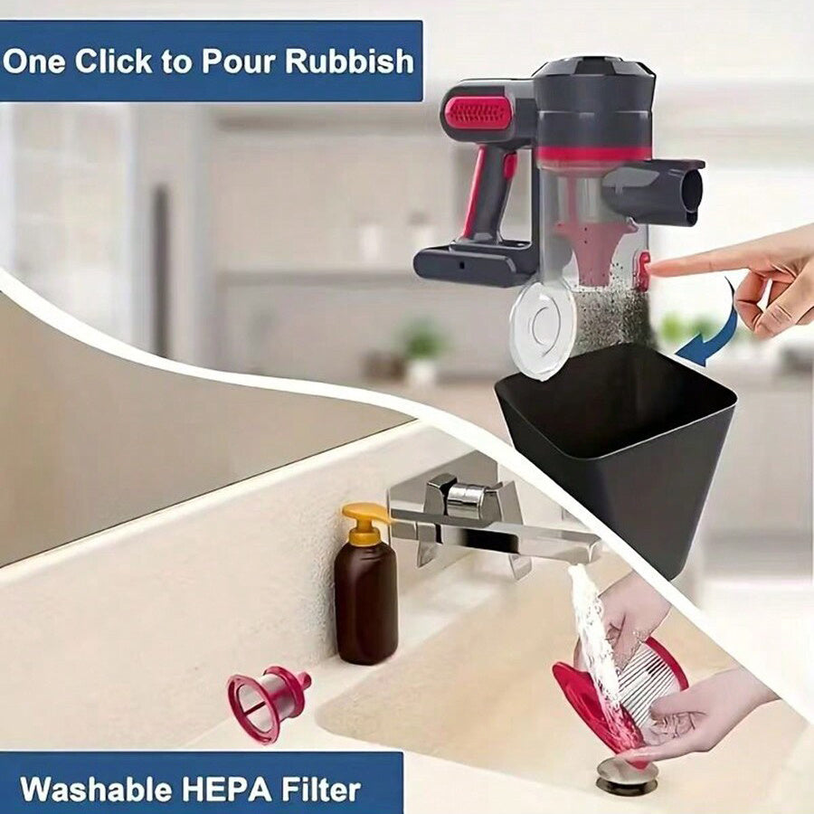 Wireless Handheld Vacuum Cleaner 25Kpa Suction 35Min Runtime LED Headlight Cordless