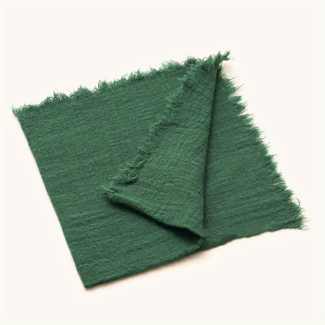 Rustic Linen Napkins with Fringe 32x32 cm Deep Maroon for Elegant Dining and Home Decor
