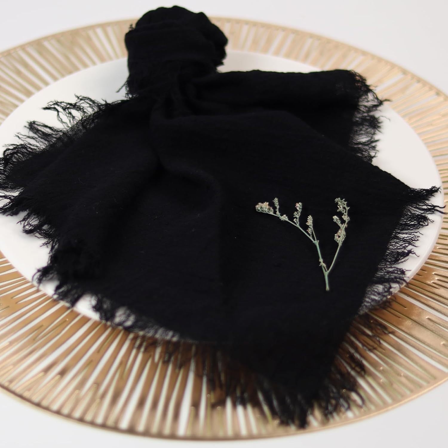 Rustic Linen Napkins with Fringe 32x32 cm Deep Maroon for Elegant Dining and Home Decor