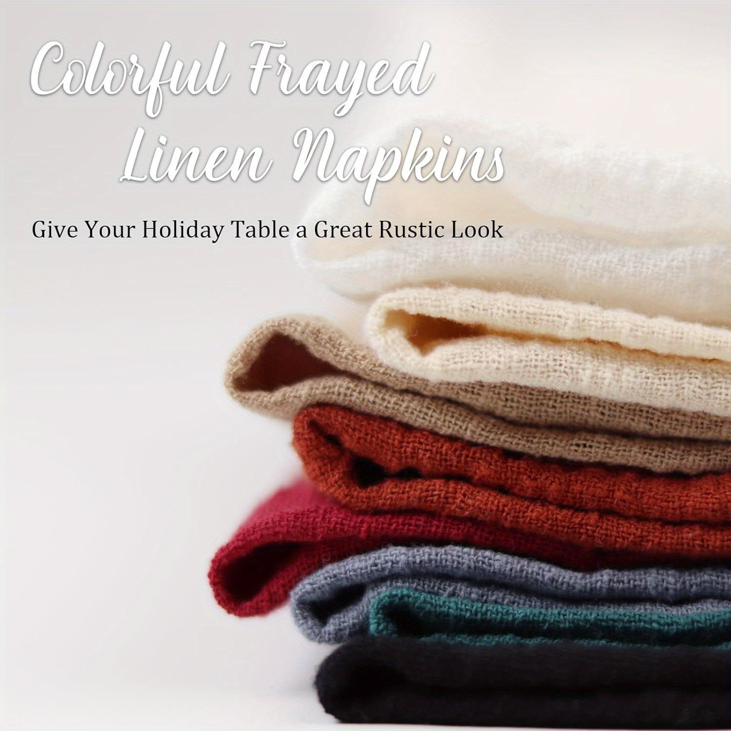 Rustic Linen Napkins with Fringe 32x32 cm Deep Maroon for Elegant Dining and Home Decor