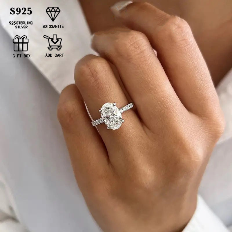 Oval Moissanite Engagement Ring 1ct 2ct S925 Silver Boho Style Wedding Jewelry