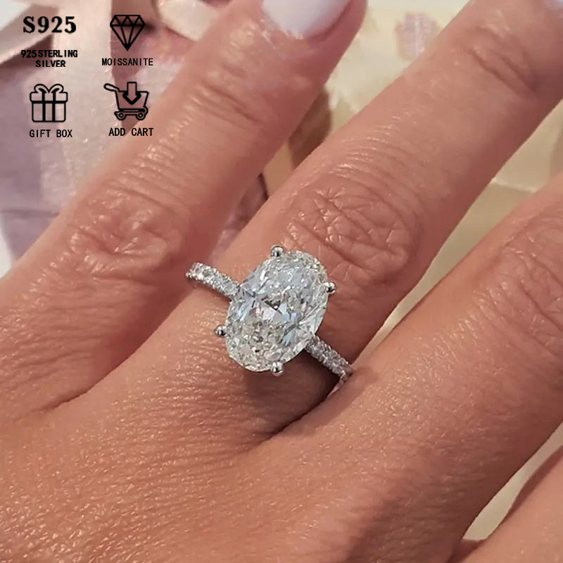 Oval Moissanite Engagement Ring 1ct 2ct S925 Silver Boho Style Wedding Jewelry