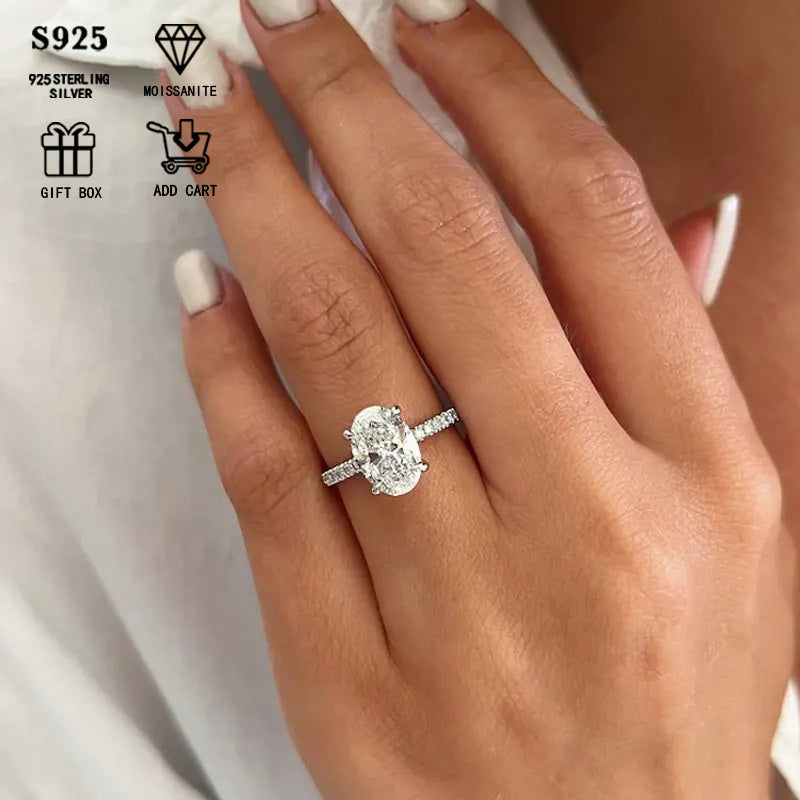 Oval Moissanite Engagement Ring 1ct 2ct S925 Silver Boho Style Wedding Jewelry