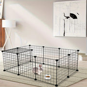 12-Piece Small Animal Indoor Metal Wire Playpen for Rabbits with Assembly
