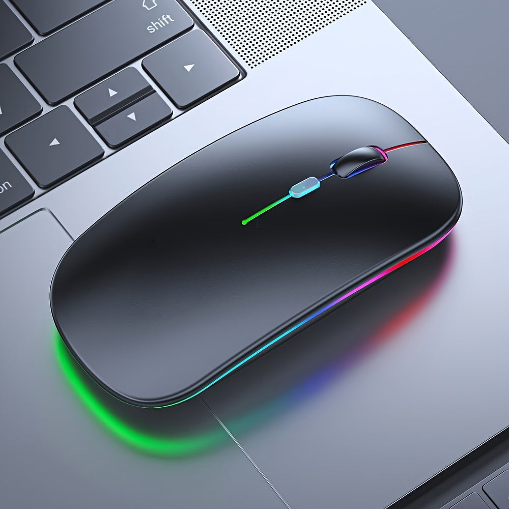 Wireless Rechargeable LED Mouse with Dual Mode, Silent, Ergonomic, for Laptop Desktop Tablet