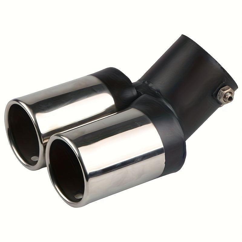Cabezal de escape de doble salida de aire universal en cromo acero inoxidable para tubo de escape automotriz
