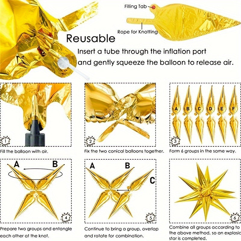 24pcs Explosion Star Foil Balloons for Parties and Celebrations Indoor Decoration