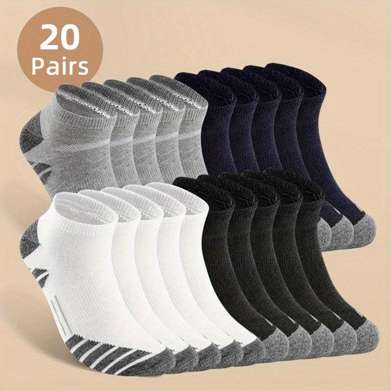 Men's Low Cut Socks Anti-Odor Sweat Absorption Pack of 10 or 20 Breathable All Seasons