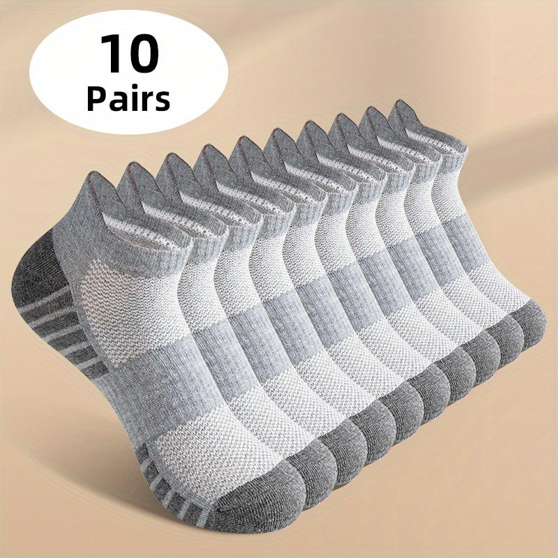 Men's Knitted Low Cut Socks Pack of 10 Breathable Anti-Odor Sweat Absorption Spring Summer