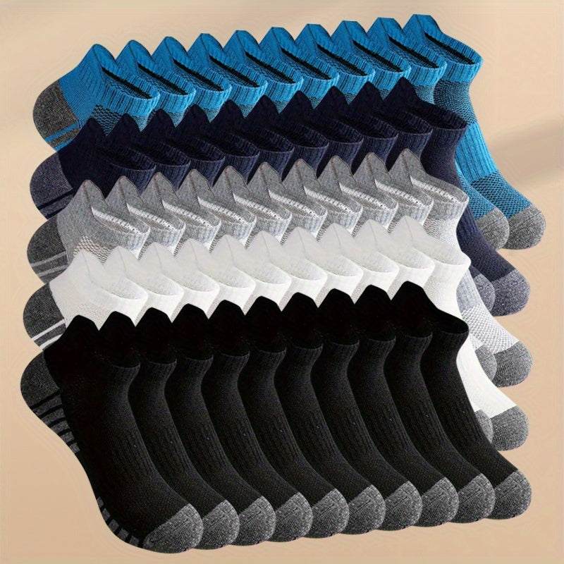 Men's Knitted Low Cut Socks Pack of 10 Breathable Anti-Odor Sweat Absorption Spring Summer