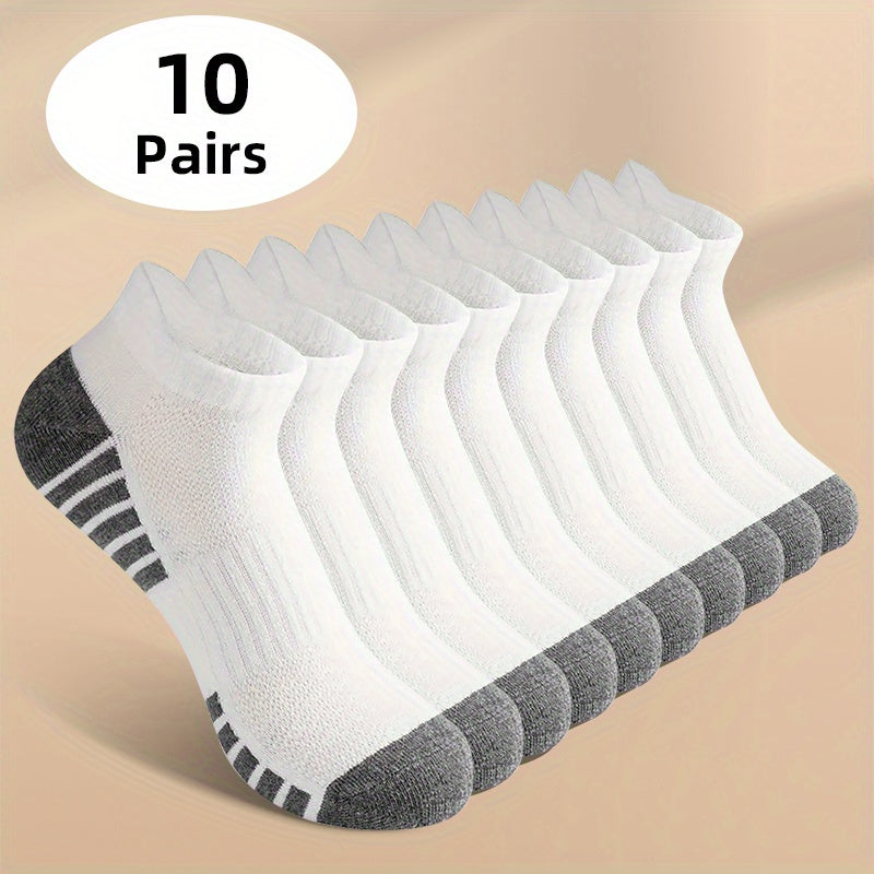 Men's Knitted Low Cut Socks Pack of 10 Breathable Anti-Odor Sweat Absorption Spring Summer