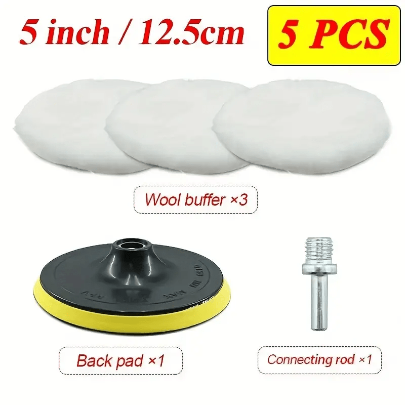 5 Pack Car Polishing Set Waxing Sponge Disc Plush Pads for Car Detailing