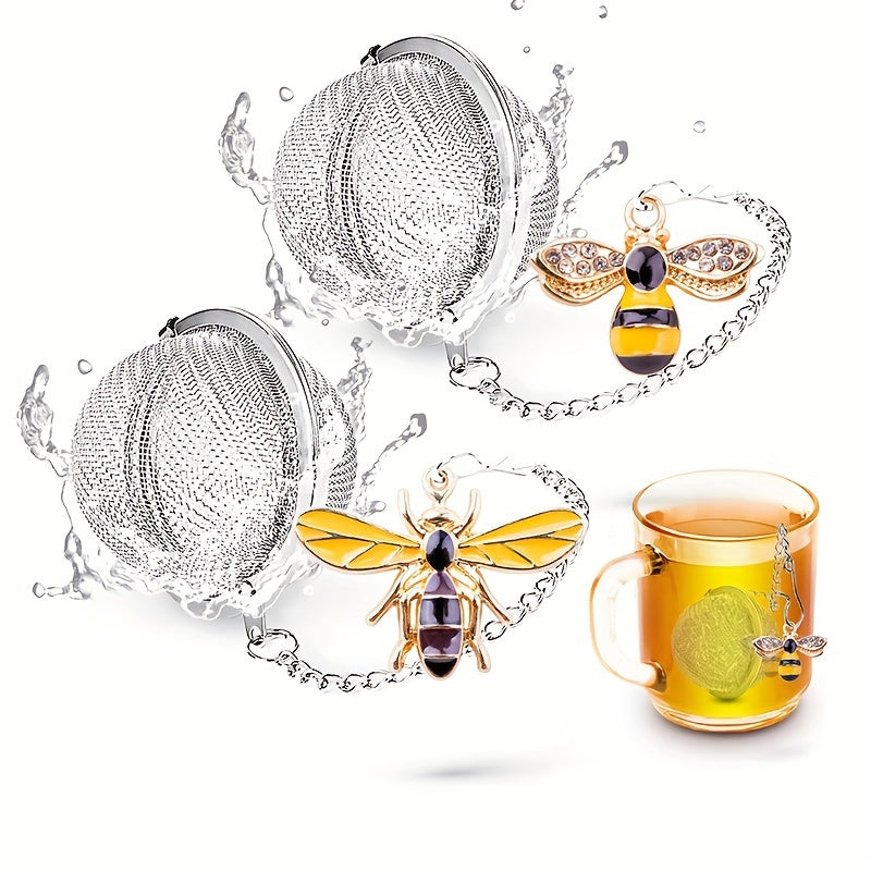 Conjunto de colador de té con colador de hojas sueltas y colgante de abeja para amantes del té
