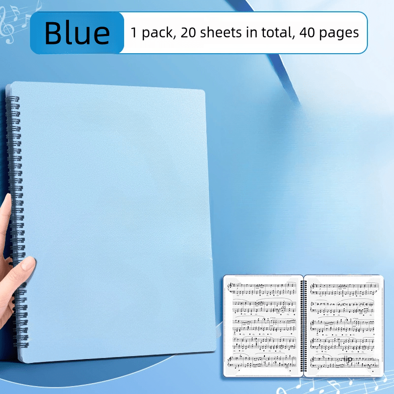 A4 Black Piano Sheet Music Folder 20/30 Pages Double-Sided Choir Marching Band