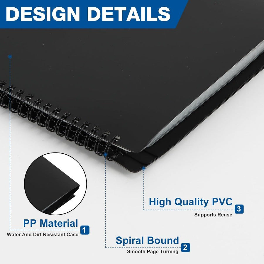 A4 Black Piano Sheet Music Folder 20/30 Pages Double-Sided Choir Marching Band