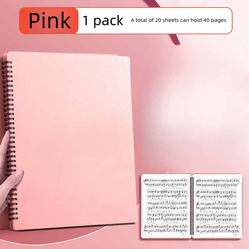 A4 Black Piano Sheet Music Folder 20/30 Pages Double-Sided Choir Marching Band