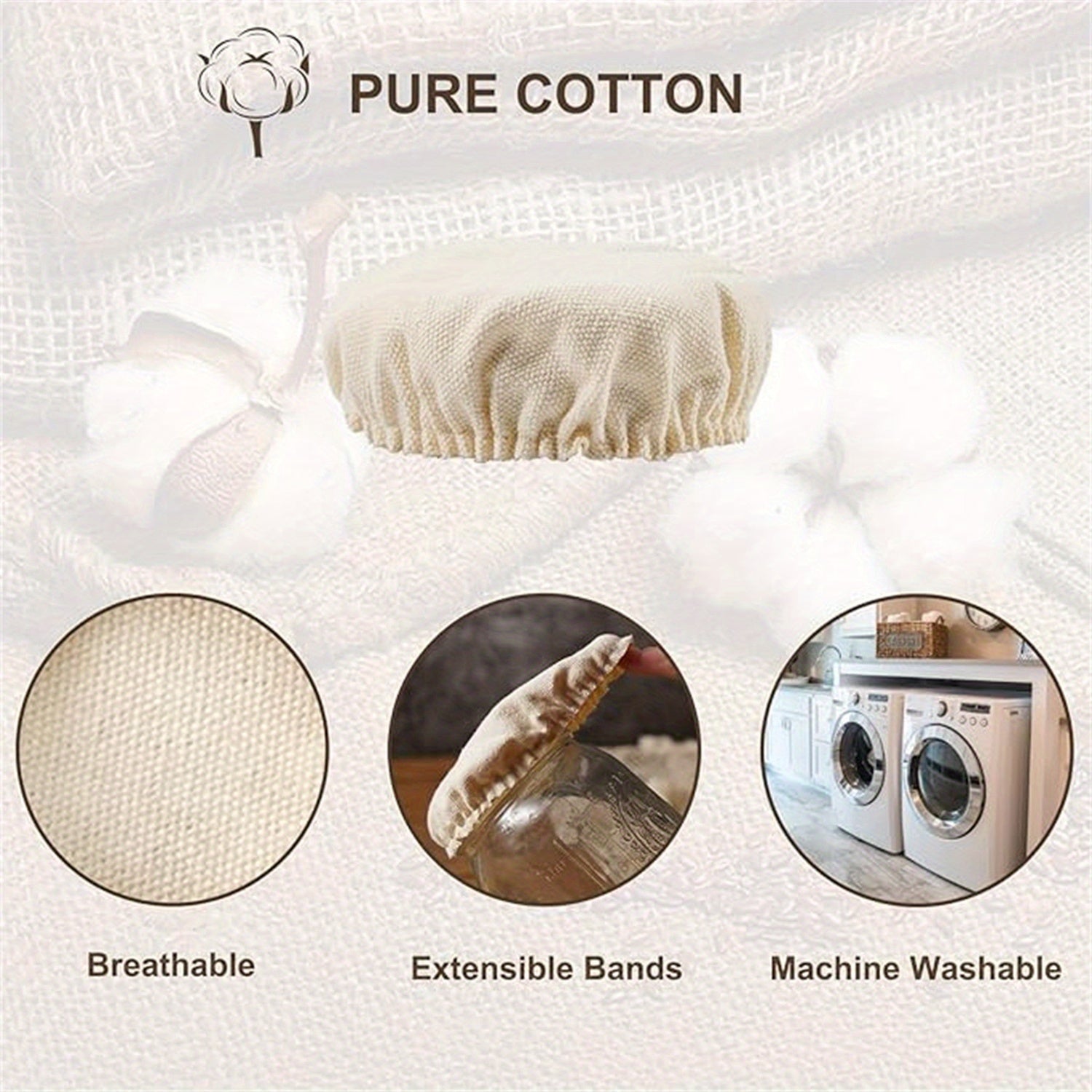 Juego de 5 cubiertas de fermentación de tela de múltiples capas para frascos de 7.62-10.16cm