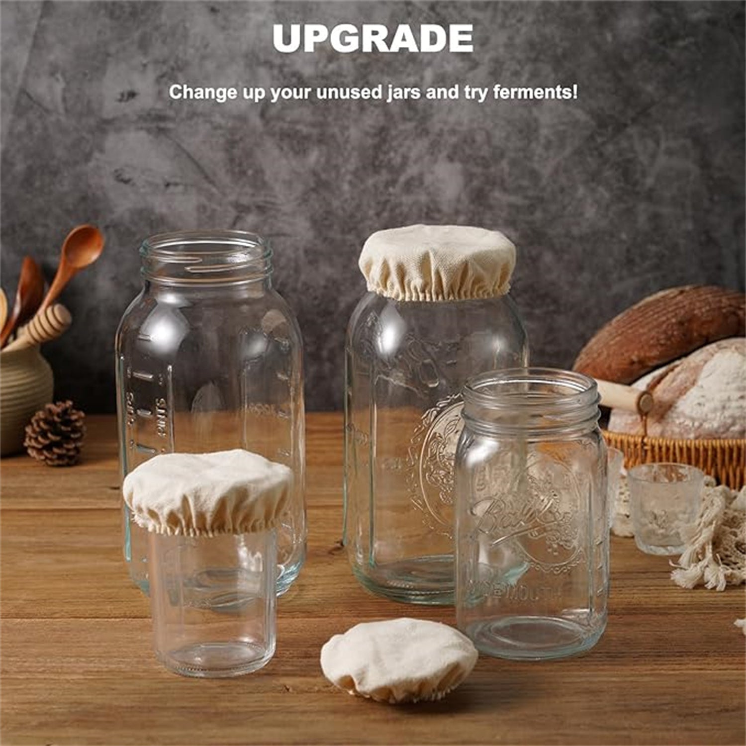 Juego de 5 cubiertas de fermentación de tela de múltiples capas para frascos de 7.62-10.16cm