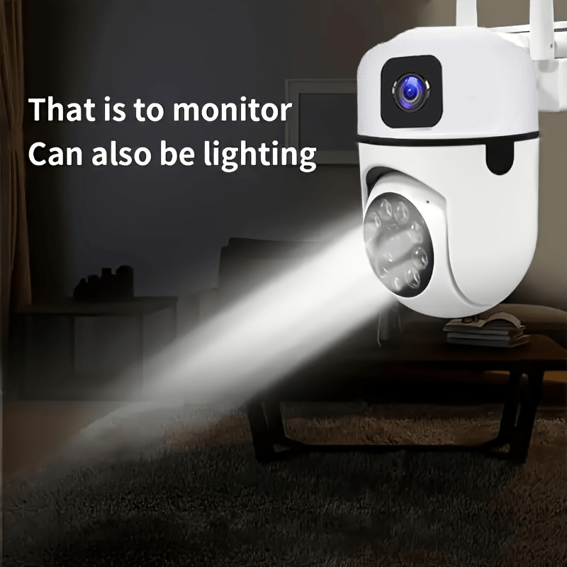 Security Camera with Dual Rotating Lenses Night Vision Motion Detection Two-Way Audio 355 Degree Panoramic