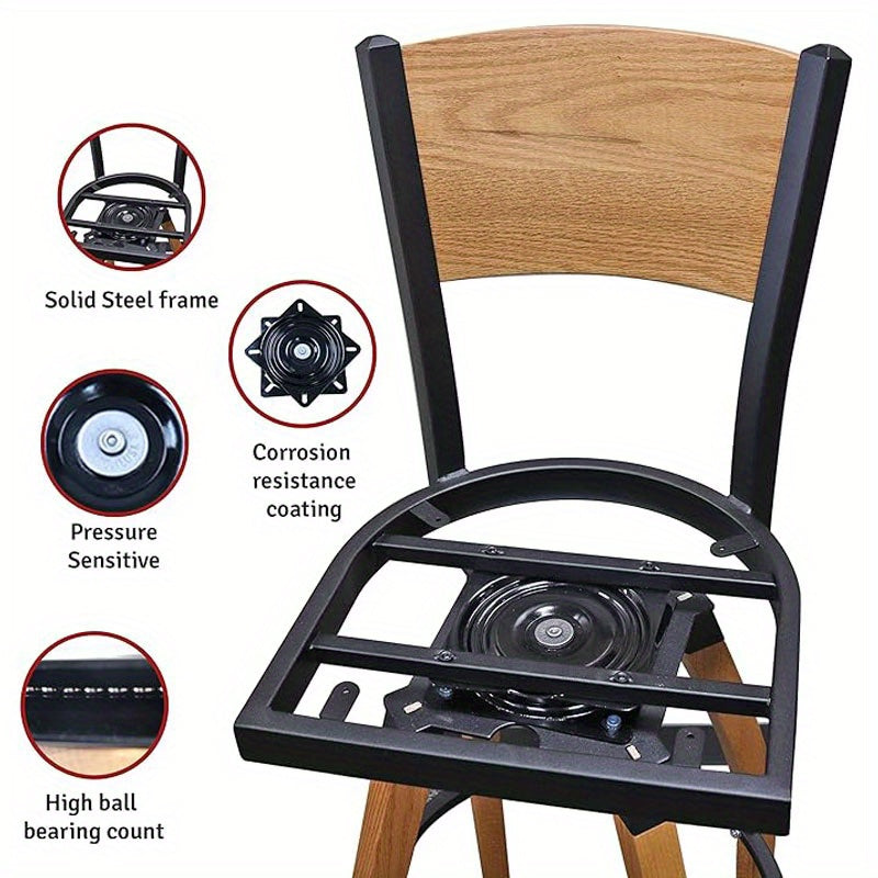 Placas giratorias de metal para taburetes de bar, set de 2, base giratoria con rodamientos de bolas, reemplazo