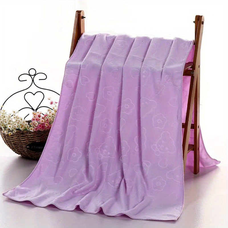 200g Microfiber Bath Towel with Bear Design Ultra Soft Absorbent Quick-Drying for Bathroom Pool Beach