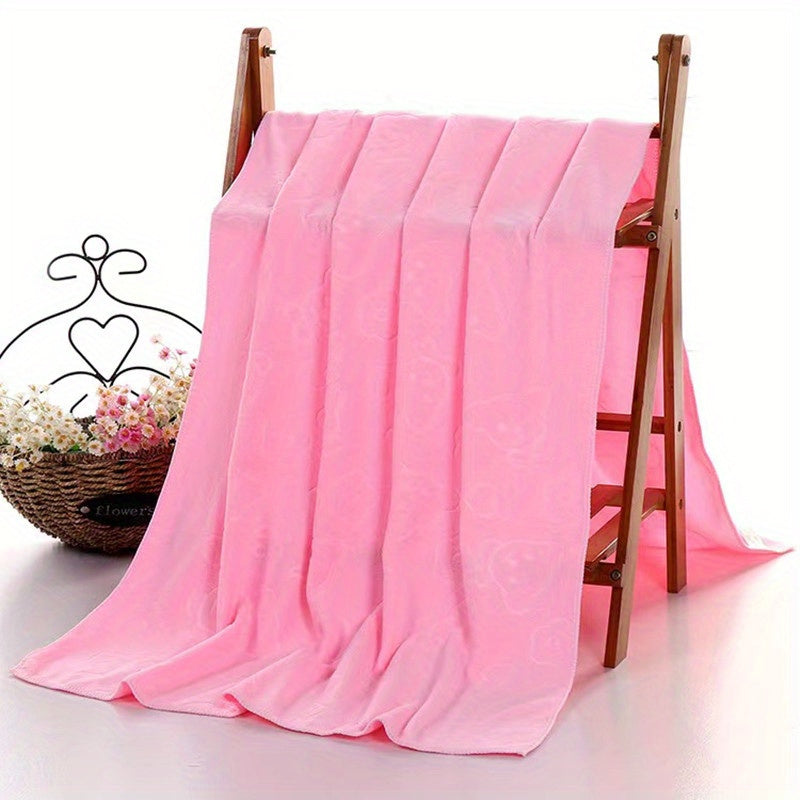 200g Microfiber Bath Towel with Bear Design Ultra Soft Absorbent Quick-Drying for Bathroom Pool Beach
