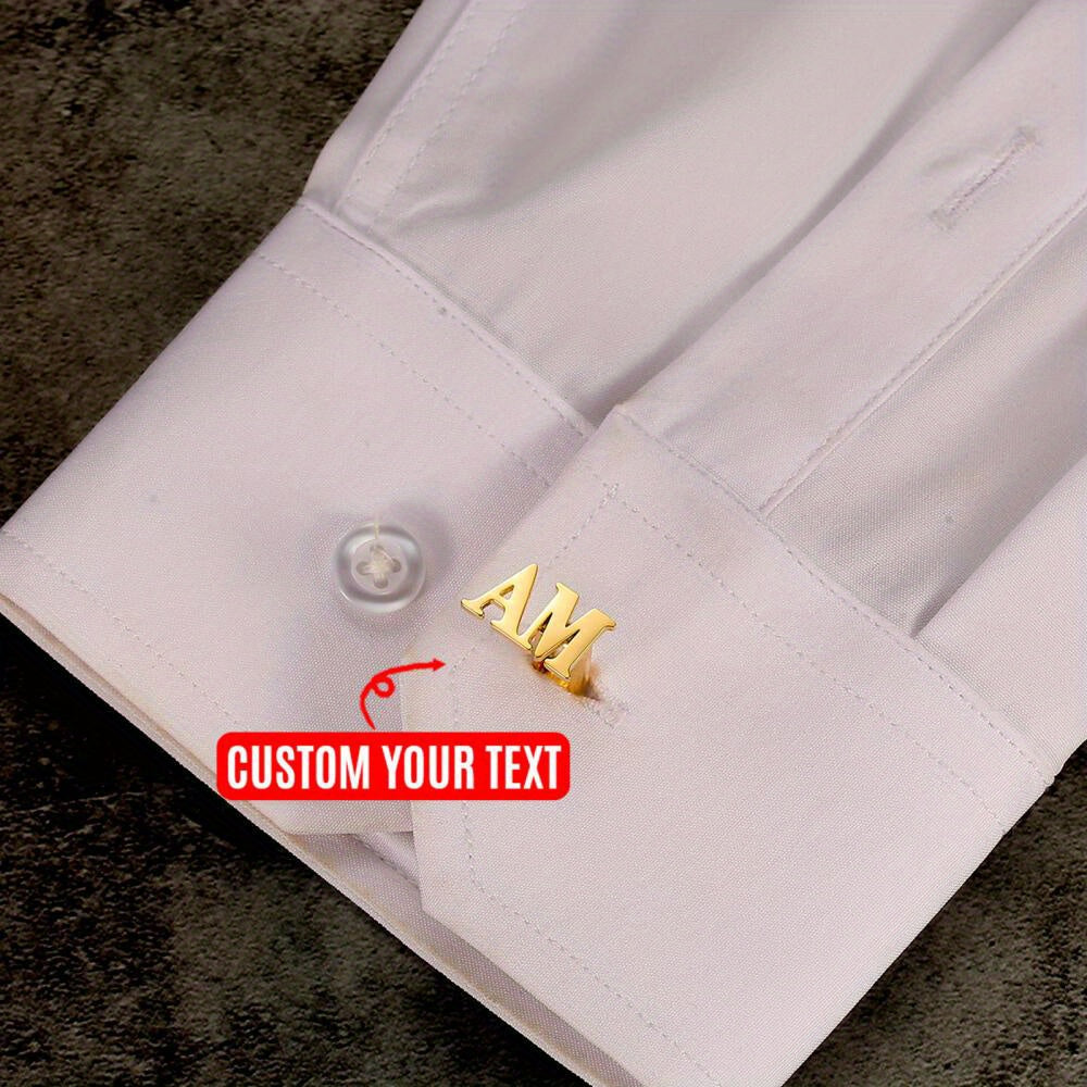 Personalized Stainless Steel Name Cufflinks for Men Engraved Initials Gift for Husband or Father