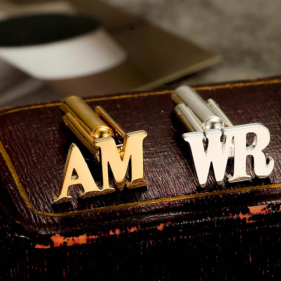 Personalized Stainless Steel Name Cufflinks for Men Engraved Initials Gift for Husband or Father