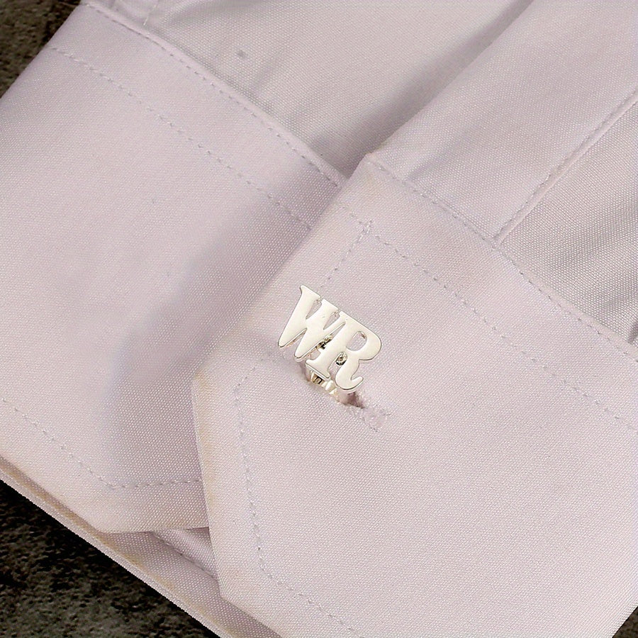 Personalized Stainless Steel Name Cufflinks for Men Engraved Initials Gift for Husband or Father