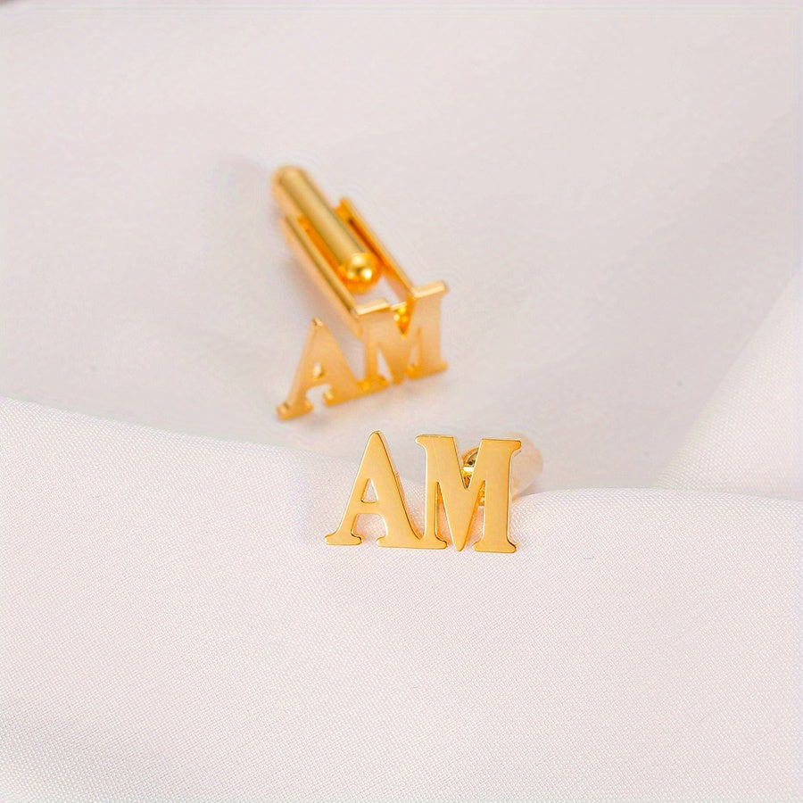 Personalized Stainless Steel Name Cufflinks for Men Engraved Initials Gift for Husband or Father