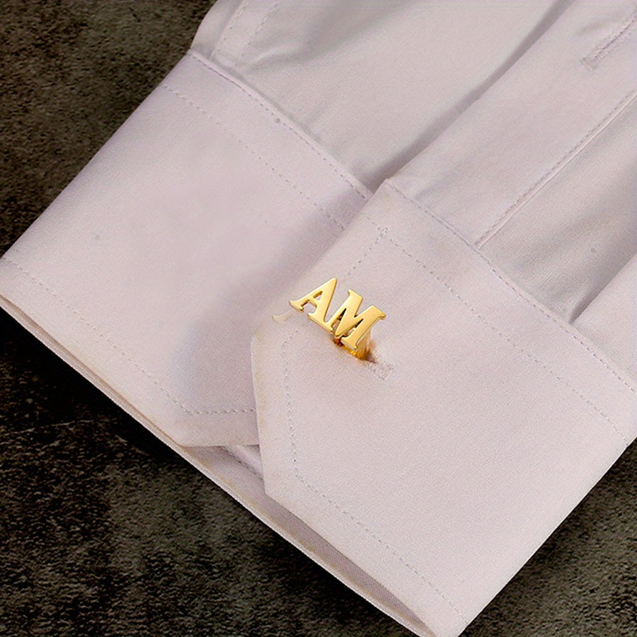 Personalized Stainless Steel Name Cufflinks for Men Engraved Initials Gift for Husband or Father
