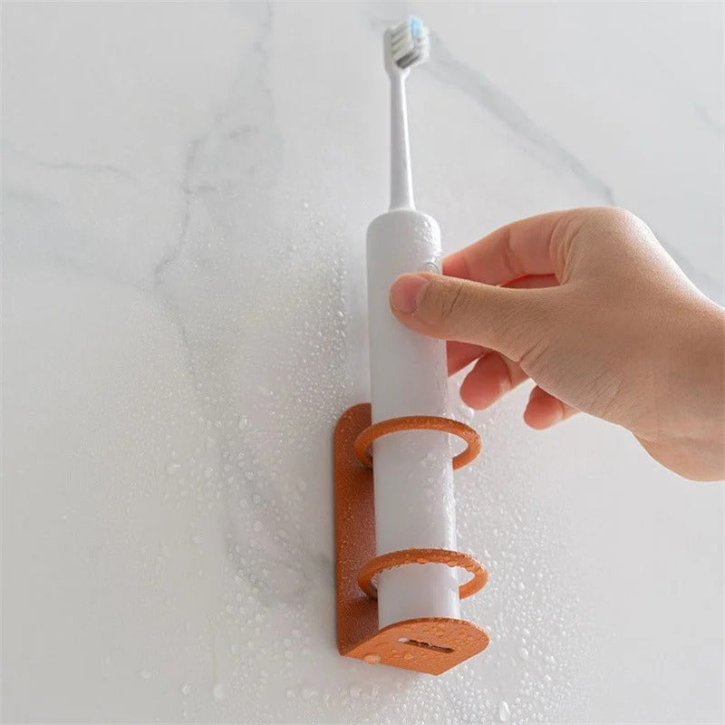 Wall-Mounted Iron Toothbrush Holder with Drainage, Space-Saving, Multiple Colors
