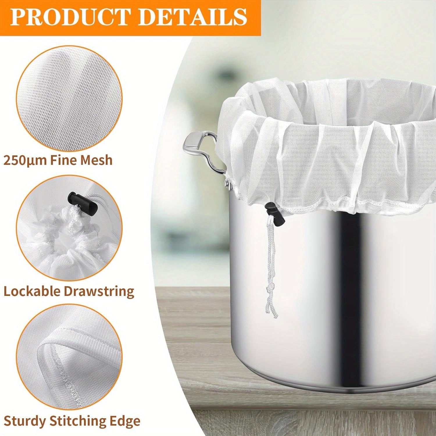 2-Pack Large Reusable Brewing Bags with Adjustable Drawstring for Home Brewing