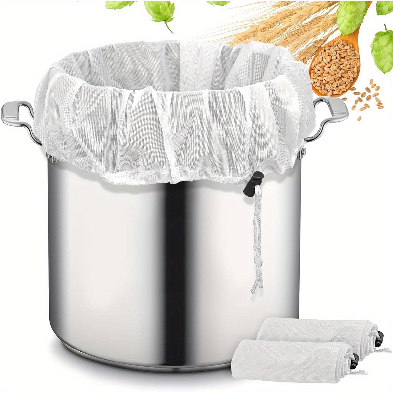 2-Pack Large Reusable Brewing Bags with Adjustable Drawstring for Home Brewing